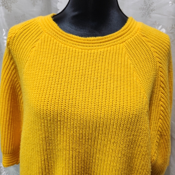 VTG 80s Sears JUNIOR BAZAAR Sunshine Yellow Dolman Sleeves Knit Sweater (36) - Picture 3 of 11